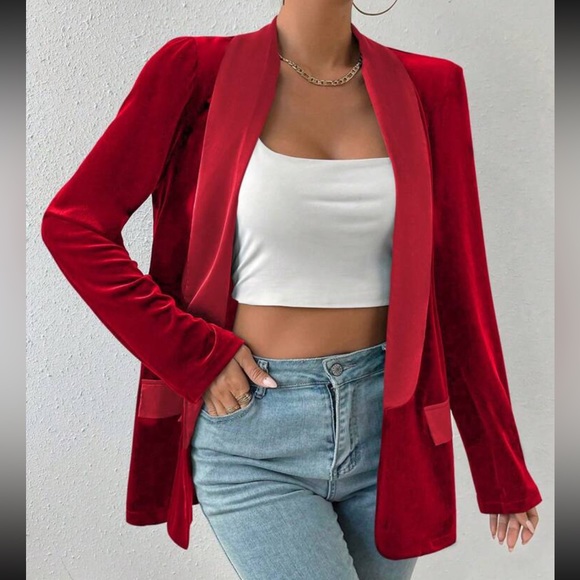 Set of 2 Emerald green / red blazer jacket- velvet velour - Picture 10 of 11